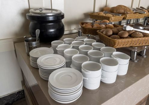 Pure white ceramic tableware for tea or coffee