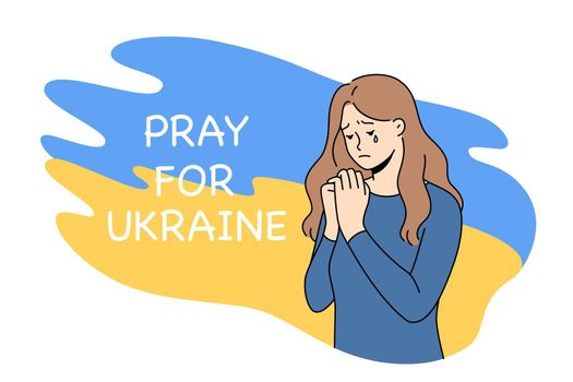 Crying woman crying ask peace for Ukraine