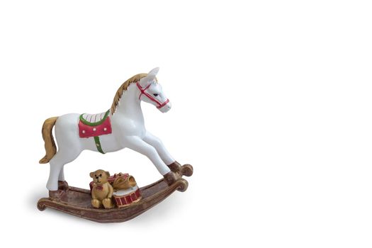 Children's toy: a white horse on a rocking chair