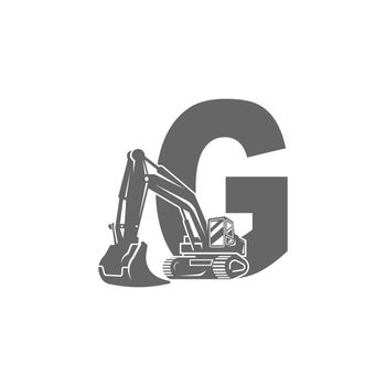 Excavator icon with letter G design illustration