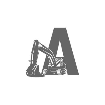 Excavator icon with letter A design illustration