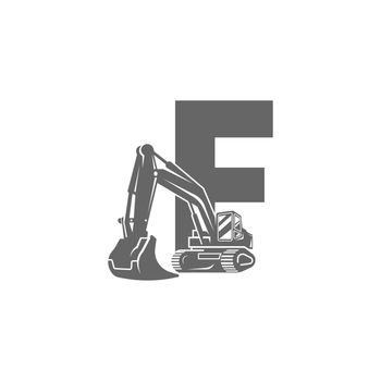 Excavator icon with letter F design illustration