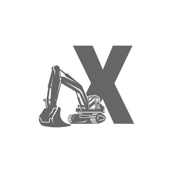 Excavator icon with letter X design illustration