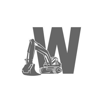 Excavator icon with letter W design illustration