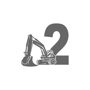 Excavator icon with number 2 design illustration