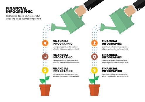 Hand watering money plant infographic