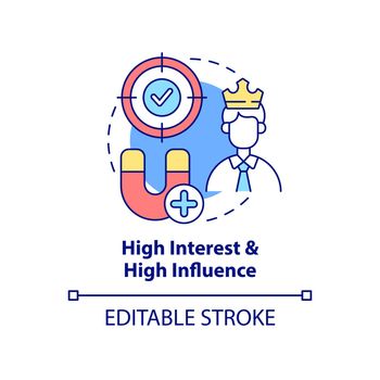 High interest and high influence concept icon