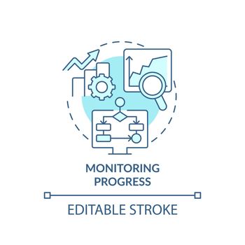 Monitoring progress turquoise concept icon