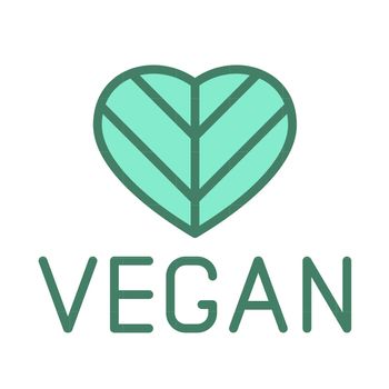 vegan line vector icon in two colors isolated on white background. vegan friendly green logo icon for web design, ui, mobile apps and polygraphy