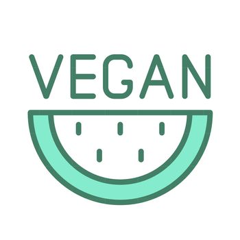 vegan line vector icon in two colors isolated on white background. vegan friendly green icon for web design, ui, mobile apps and print