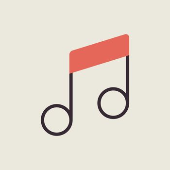 Music note flat isolated vector icon