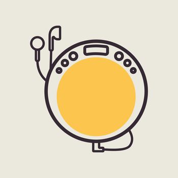 Portable CD player with earphone vector icon