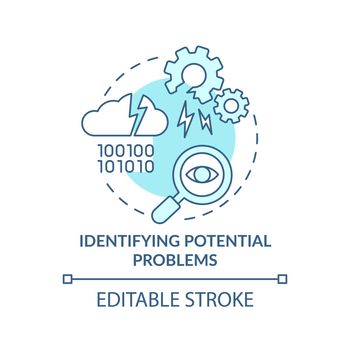 Identifying potential problems turquoise concept icon