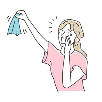 Vector illustration of a woman crying and saddening goodbye