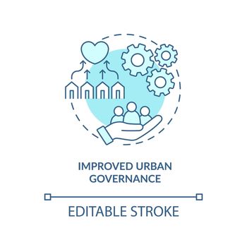 Improved urban governance turquoise concept icon