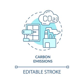 Carbon emissions turquoise concept icon