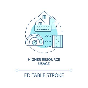 Higher resource usage turquoise concept icon
