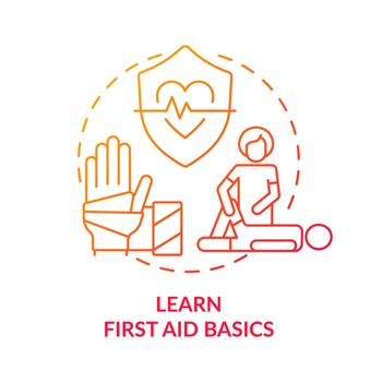 Learn first aid basics red gradient concept icon