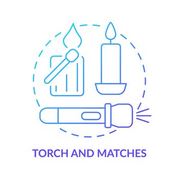 Torch and matches blue gradient concept icon