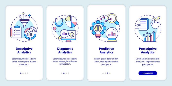 Types of business analytics onboarding mobile app screen