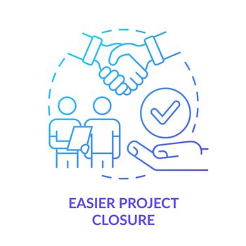 Easier project closure blue gradient concept icon