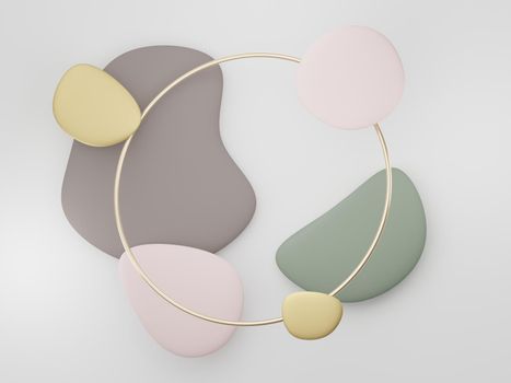 3d render of premium abstract geometric shapes and pastel luxury gravel on white background. 