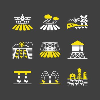 Farm Field glyph icon. Agriculture irrigation sign
