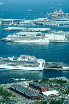 Luxury vessel anchored at Yokohama Port