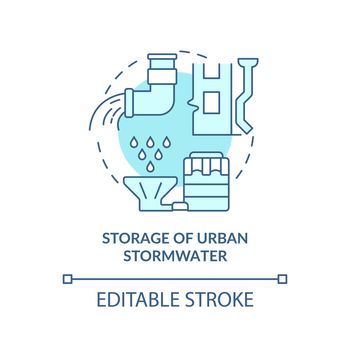 Storage of urban stormwater turquoise concept icon