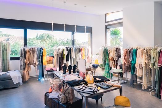 small clothing sales business. clothing showroom. Shopping concept