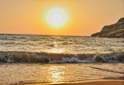 Sunset in Matala beach Crete