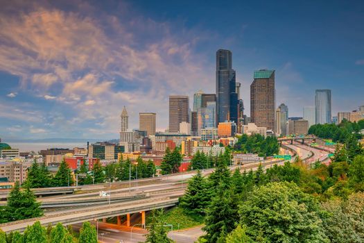 Seattle city downtown skyline cityscape of Washington state 