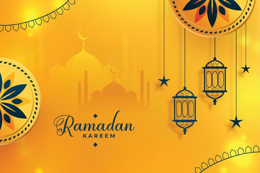 happy ramadan kareem season golden decorative arabesque background