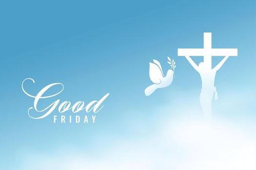 divine good friday background with cross and peace dove bird