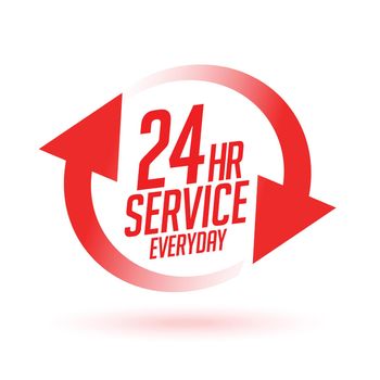 24 hour of service everyday concept background