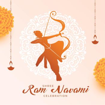 traditional hindu festival ram navami celebration greeting design