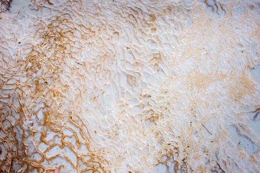 Texture of a white wall to Pamukkale, calcium