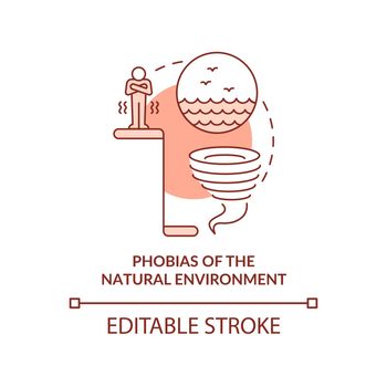 Phobias of natural environment red concept icon