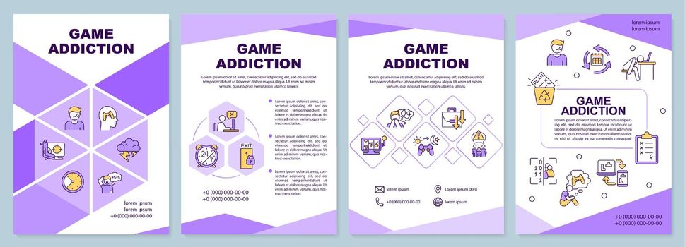 Game addiction purple brochure template