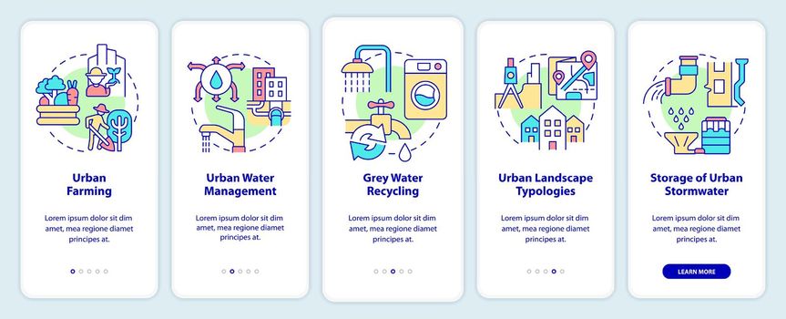 Water and biodiversity in green urbanism onboarding mobile app screen