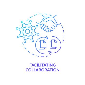 Facilitating collaboration blue gradient concept icon