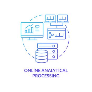 Online analytical processing blue gradient concept icon
