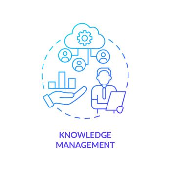 Knowledge management blue gradient concept icon. Business intelligence abstract idea thin line illustration. Maintaining information. Isolated outline drawing. Myriad Pro-Bold font used