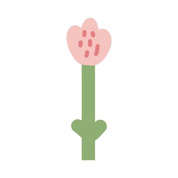 naive childish flower in cute flat minimalist style, botanical element for baby greeting cards textile and wrapping