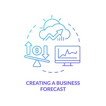 Creating business forecast blue gradient concept icon