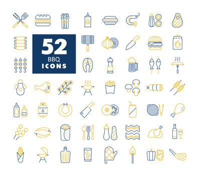 Barbecue and bbq grill icon set