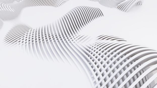 Abstract Curved Shapes. White Circular Background. 