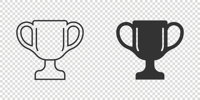 Trophy cup icon in flat style. Goblet prize vector illustration on isolated background. Award sign business concept.