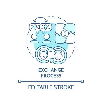 Exchange process turquoise concept icon. Feature of communication abstract idea thin line illustration. Sharing thoughts. Isolated outline drawing. Editable stroke. Arial, Myriad Pro-Bold fonts used