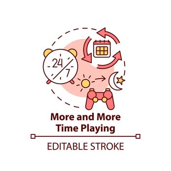 More and more time playing concept icon